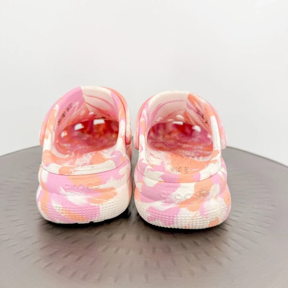 CROCS Pink and Orange Sandals with Decorative Charms